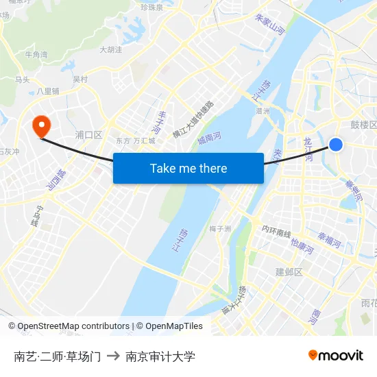 南艺·二师·草场门 to 南京审计大学 map