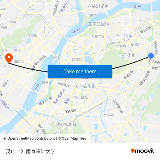 灵山 to 南京审计大学 map