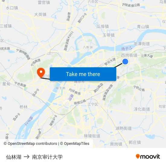 仙林湖 to 南京审计大学 map