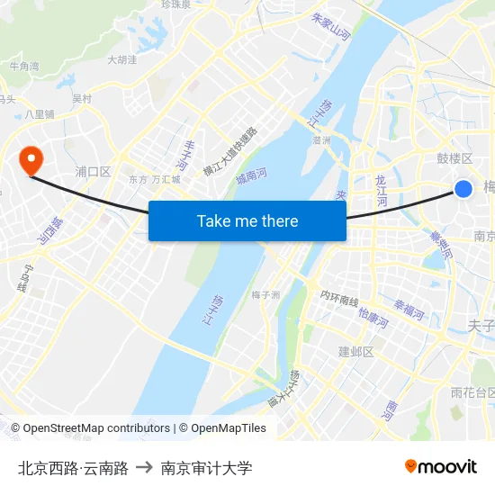 北京西路·云南路 to 南京审计大学 map