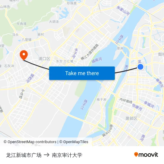 龙江新城市广场 to 南京审计大学 map
