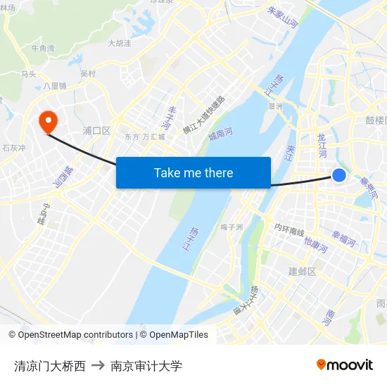 清凉门大桥西 to 南京审计大学 map