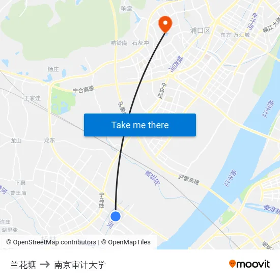兰花塘 to 南京审计大学 map