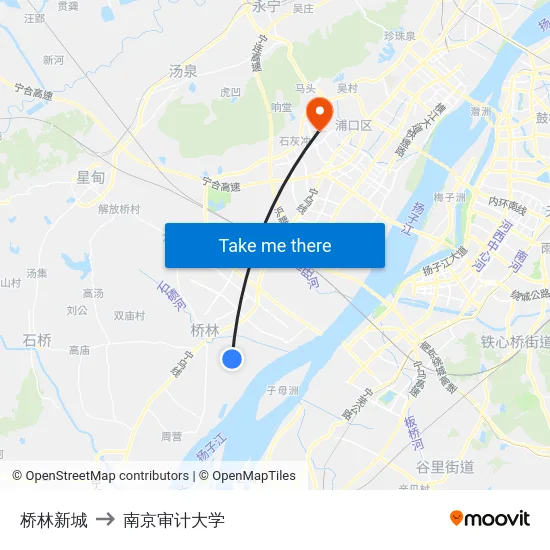 桥林新城 to 南京审计大学 map