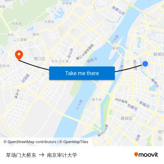 草场门大桥东 to 南京审计大学 map