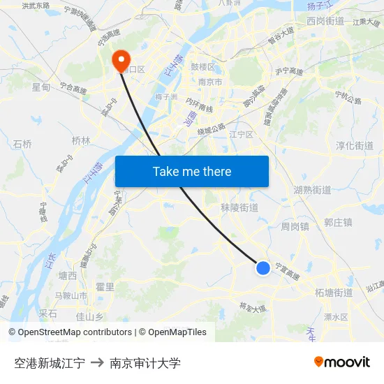 空港新城江宁 to 南京审计大学 map