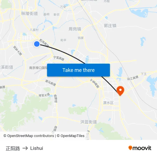 Zhengyang Road to Lishui map