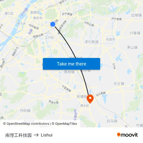 Nanjing Tech University Science Park to Lishui map