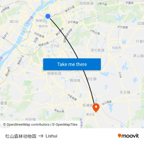 Red Mountain Zoo to Lishui map