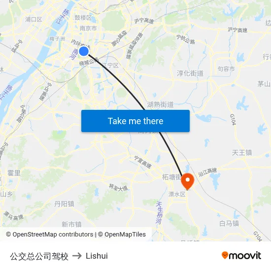Bus Company Driving School to Lishui map