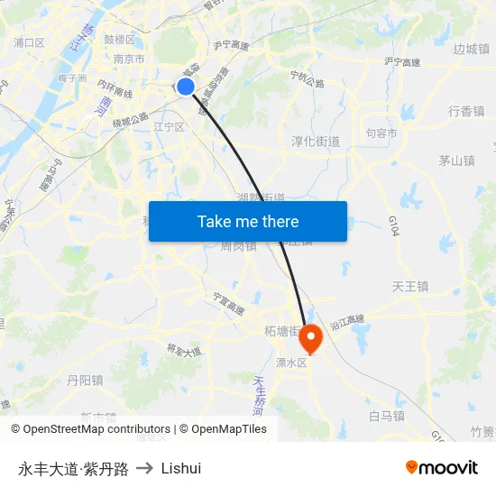 Yongfeng Avenue & Zidan Road to Lishui map