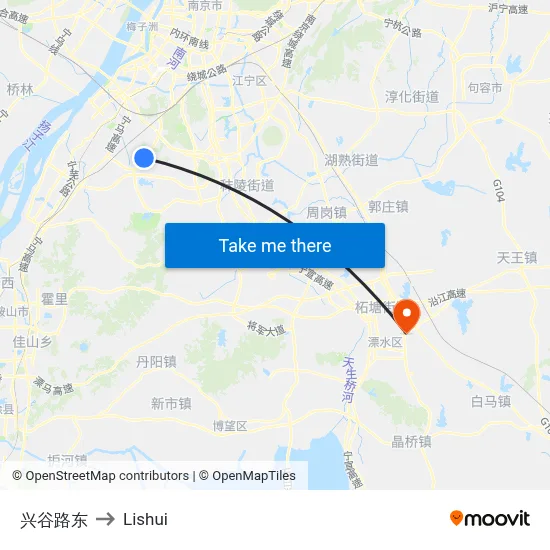 Xinggu Road East to Lishui map