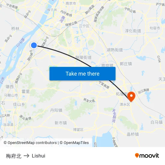 North Meifu to Lishui map