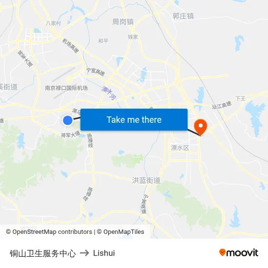 Tongshan Health Service Center to Lishui map