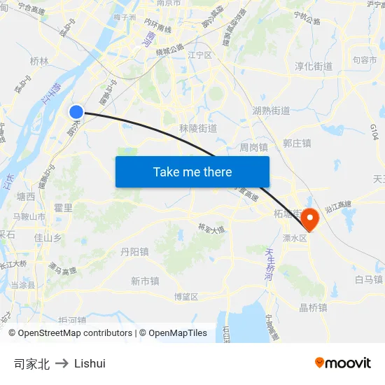 Sijia North to Lishui map