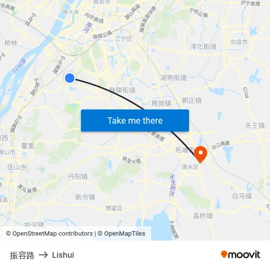 Zhenrong Road to Lishui map