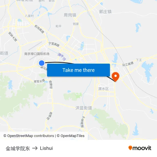 Jincheng College East to Lishui map
