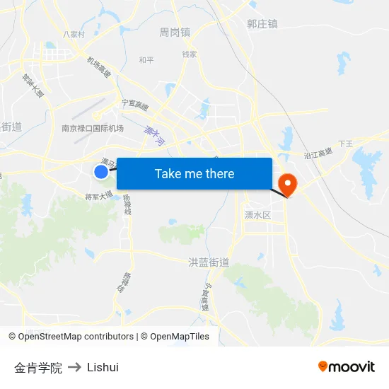 Jinken College to Lishui map