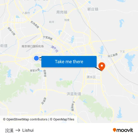 Huanxi to Lishui map