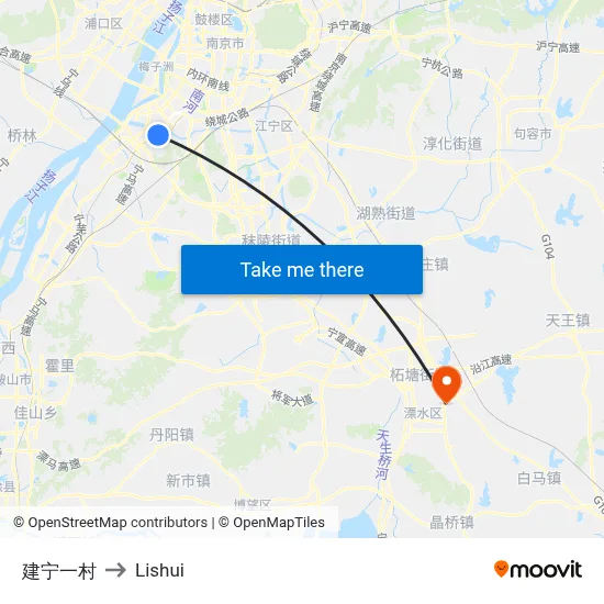 Jianning First Village to Lishui map