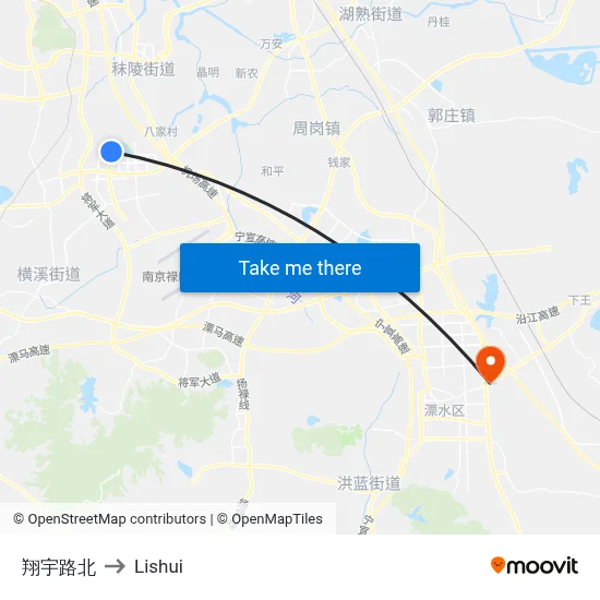 Xiangyu Road North to Lishui map