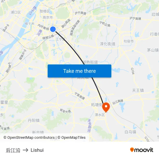Hou Jiangyan to Lishui map