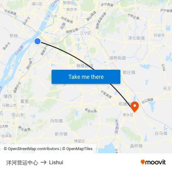 Yanghe Operations Center to Lishui map