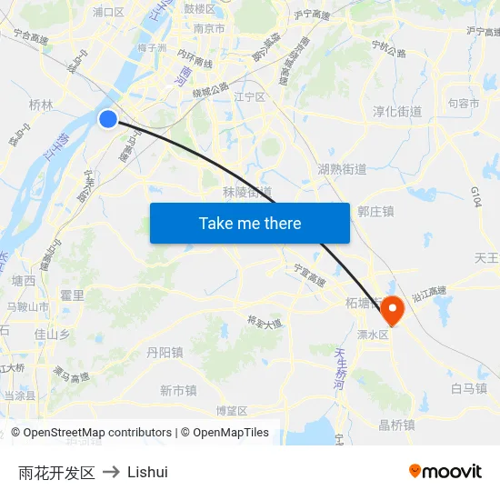 Yuhua Development Zone to Lishui map