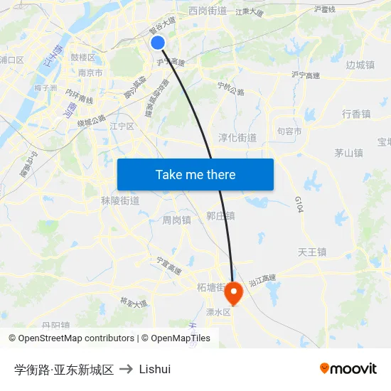 Xueheng Road·Yadong New District to Lishui map