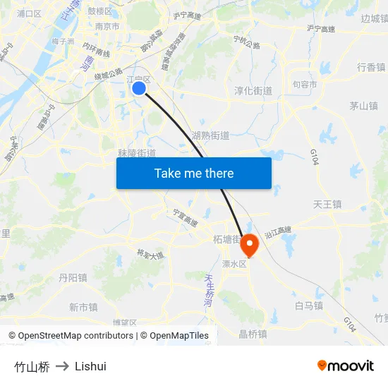 Zhushan Bridge to Lishui map