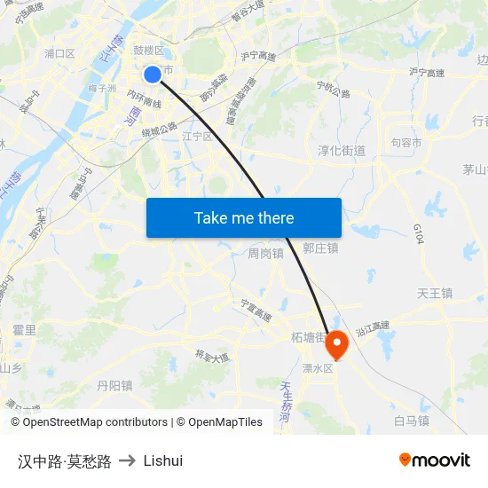 Hanzhong Road - Mochou Road to Lishui map