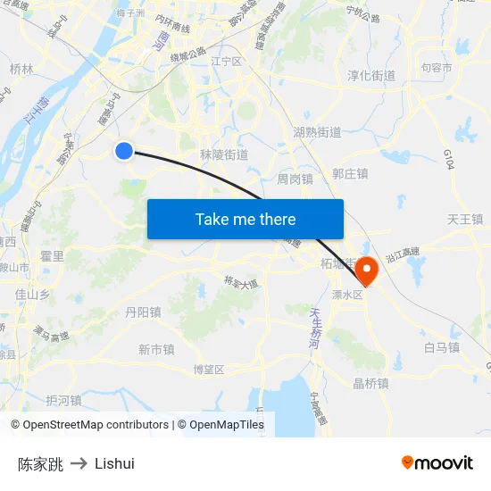Chenjiatiao to Lishui map