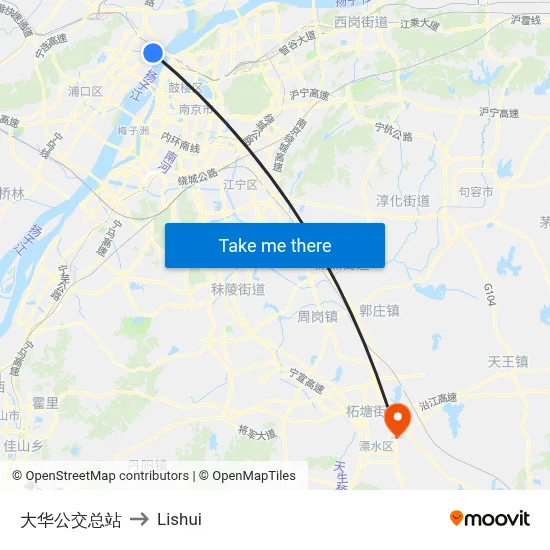 Dahua Bus Terminal to Lishui map
