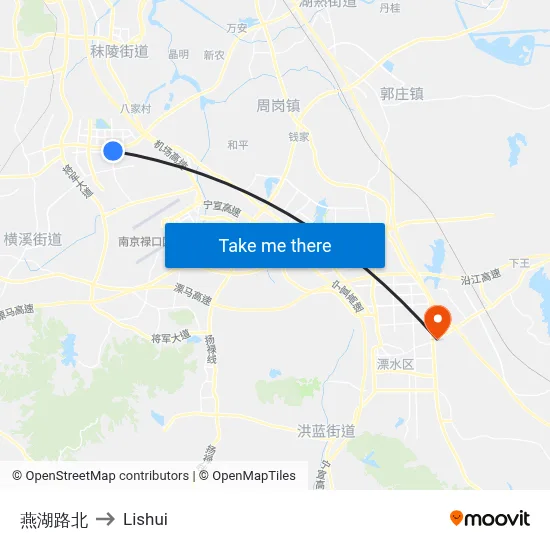 North Yanhu Road to Lishui map