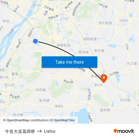 Niushou Avenue Geshi Bridge to Lishui map