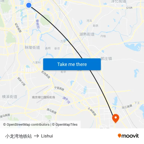 Xiaolongwan Metro Station to Lishui map