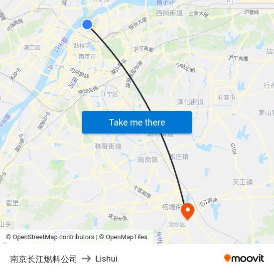 Nanjing Yangtze Fuel Company to Lishui map