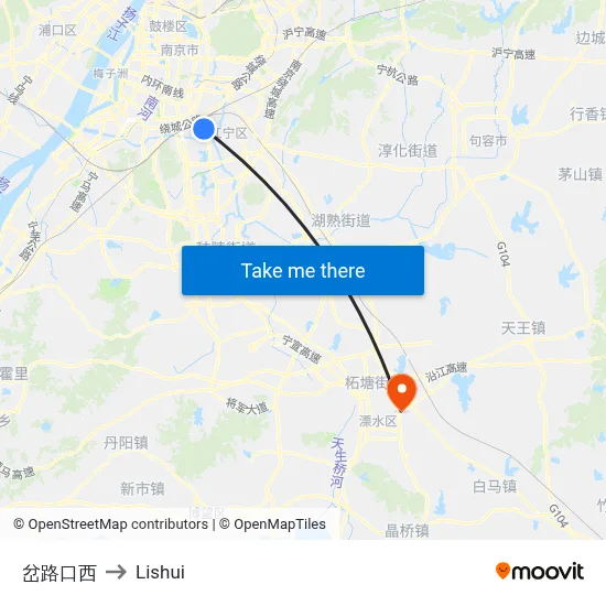 West Intersection to Lishui map