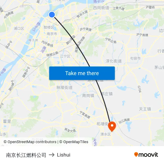 Nanjing Yangtze Fuel Company to Lishui map