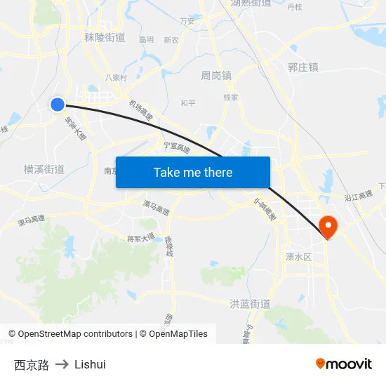 Xijing Road to Lishui map