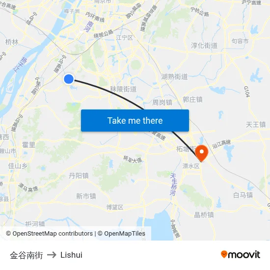 Jingu South Street to Lishui map
