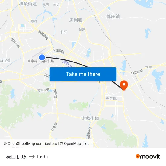 Lukou Airport to Lishui map