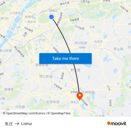 Zhu Village to Lishui map
