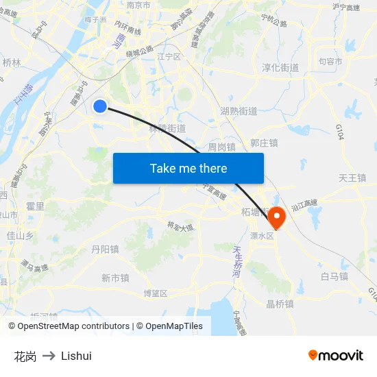 Huagang to Lishui map