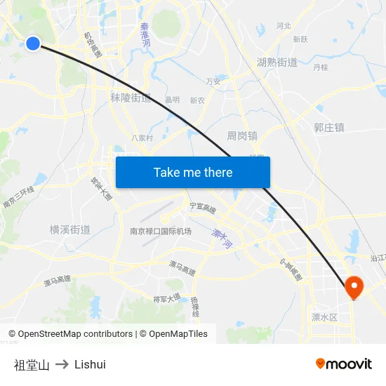 Zutang Mountain to Lishui map