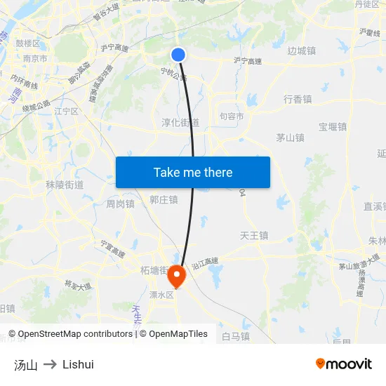 Tang Mountain to Lishui map