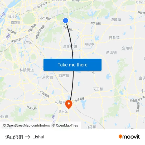Tangshan Cave to Lishui map