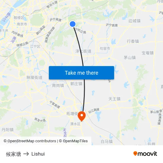 Houjiatang to Lishui map