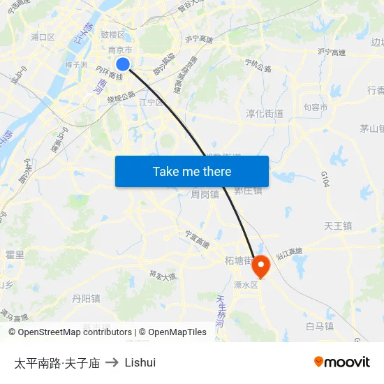 Taiping South Road·Fuzimiao to Lishui map