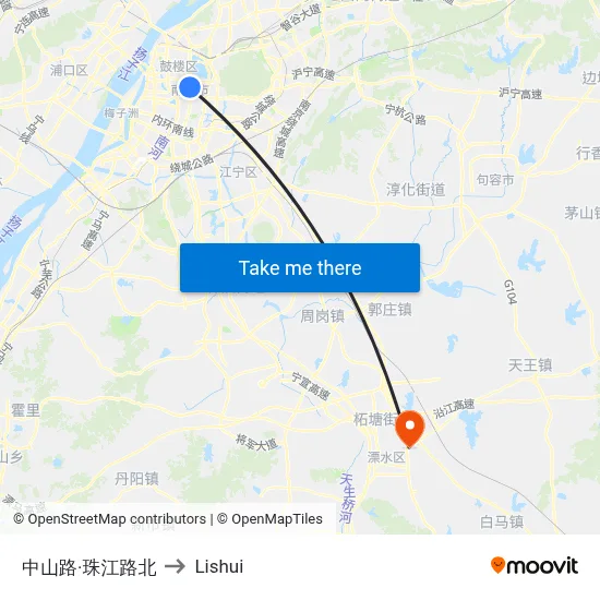 Zhongshan Road & Zhujiang Road North to Lishui map